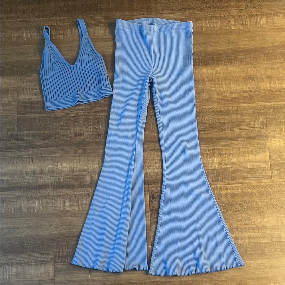 Aerie Blue Ribbed Lounge Set - Picture 5 of 7